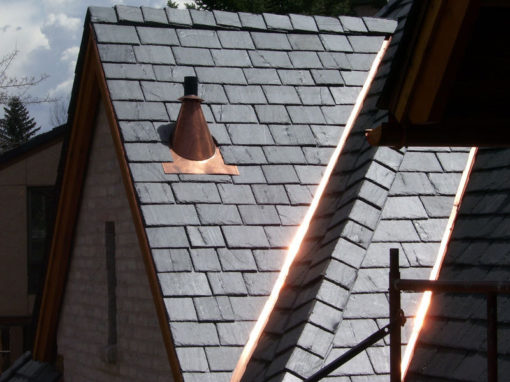 Slate roof with fabricated cone 2021